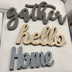 Rustic Wooden Wall Decor Set - Gather, Hello, Home